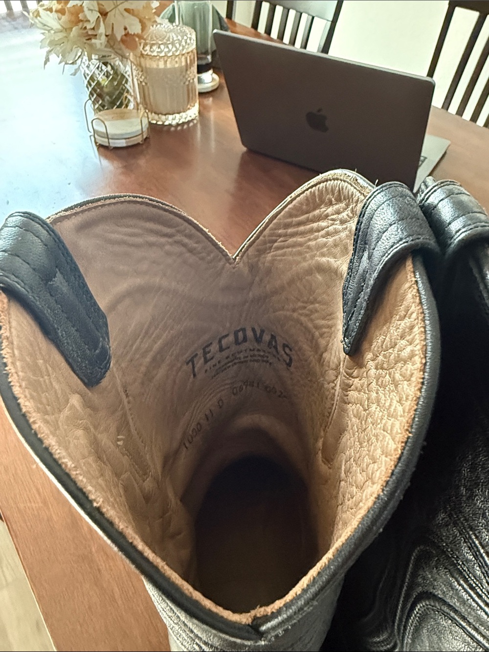 Tecovas Black Leather Men's Cowboy Boots with Tonal Stitching - Picture 6 of 6
